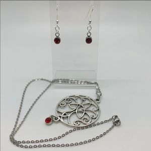 Ruby Boho Chic Necklace & Earrings